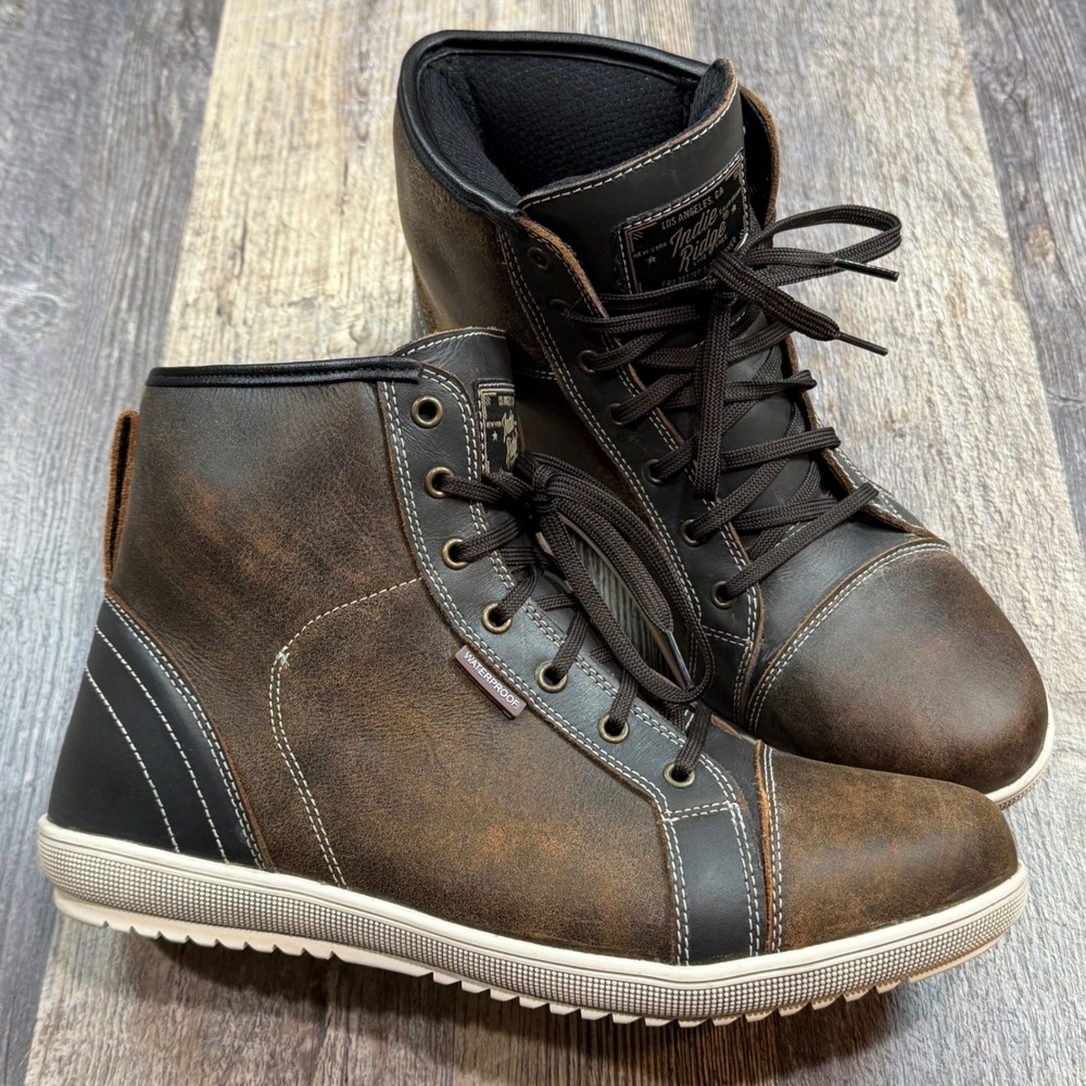 Indie Ridge Comanche Waterproof Motorcycle Boots Men's Size 11 Brown Leather CE